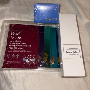 Facial Mask Set
Teeth whitening powder 
Facial micro needling Roller
Spa @ Home